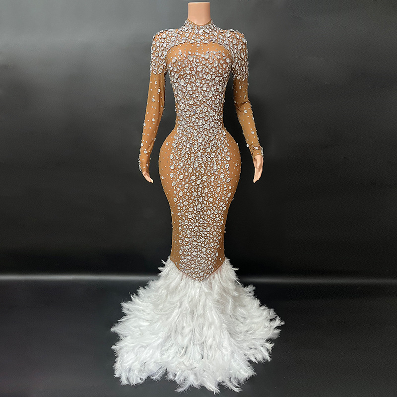 Photography Wedding - Neue funkelnde Hochzeits kleid Feder langes