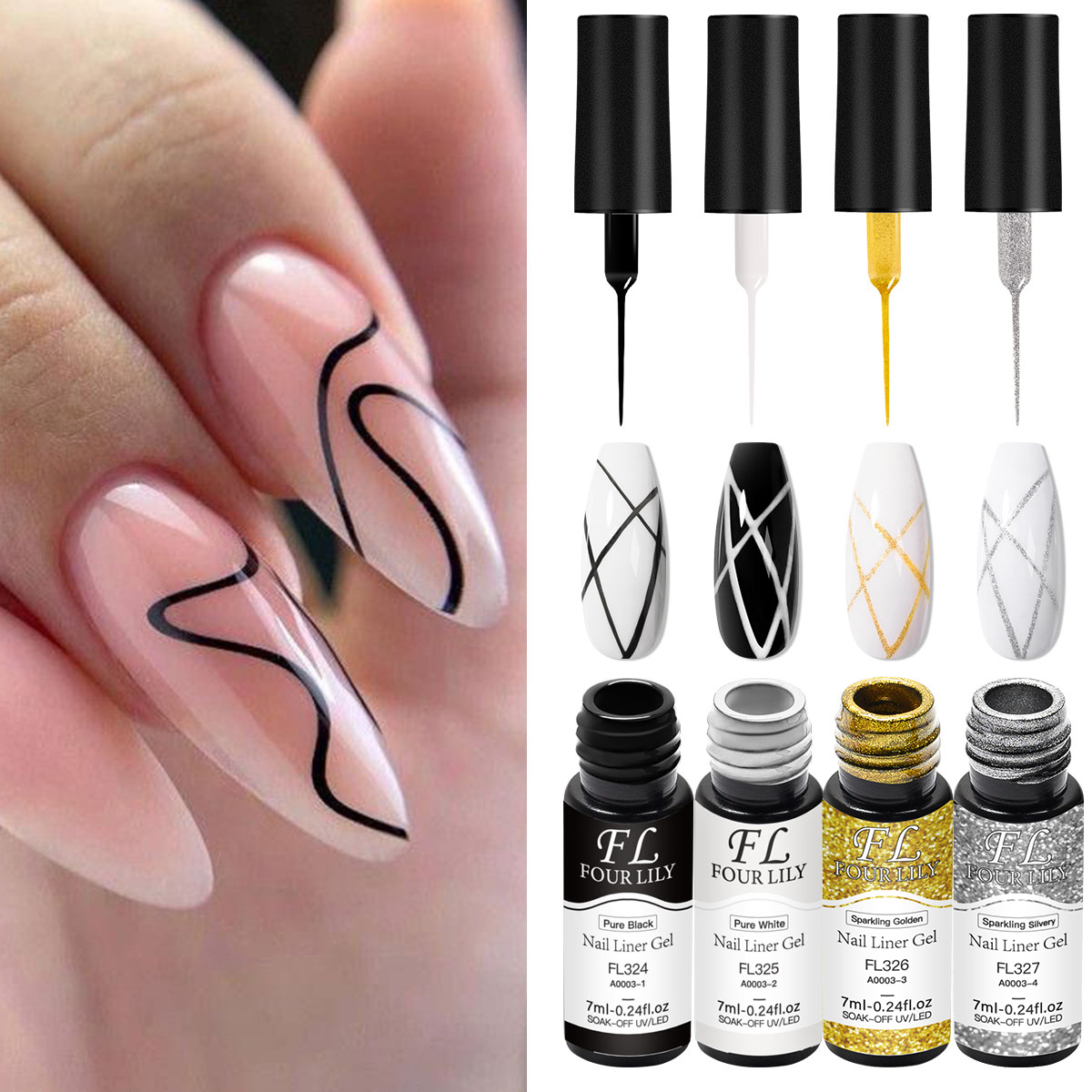 Photography Fine Art - 7ml 2-in-1 Gel-Nagellack Malgel Gold Silber