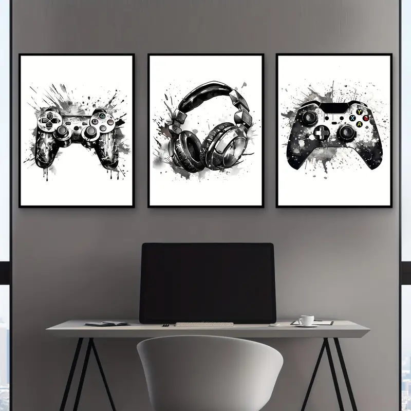 Photography Course - 3-teiliges rahmenloses Leinwandbild, 3-teiliges Set, Gaming-Graffiti,