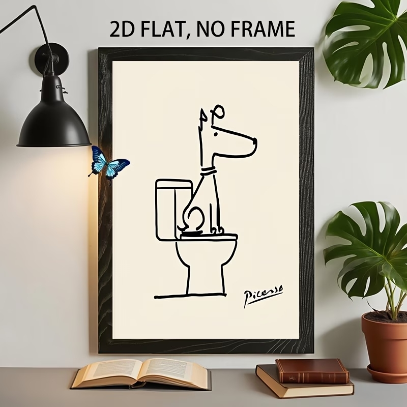 Photograph Lyrics - Moderne, retro-freudige Hundetoilette Picasso Line Wandkunst,