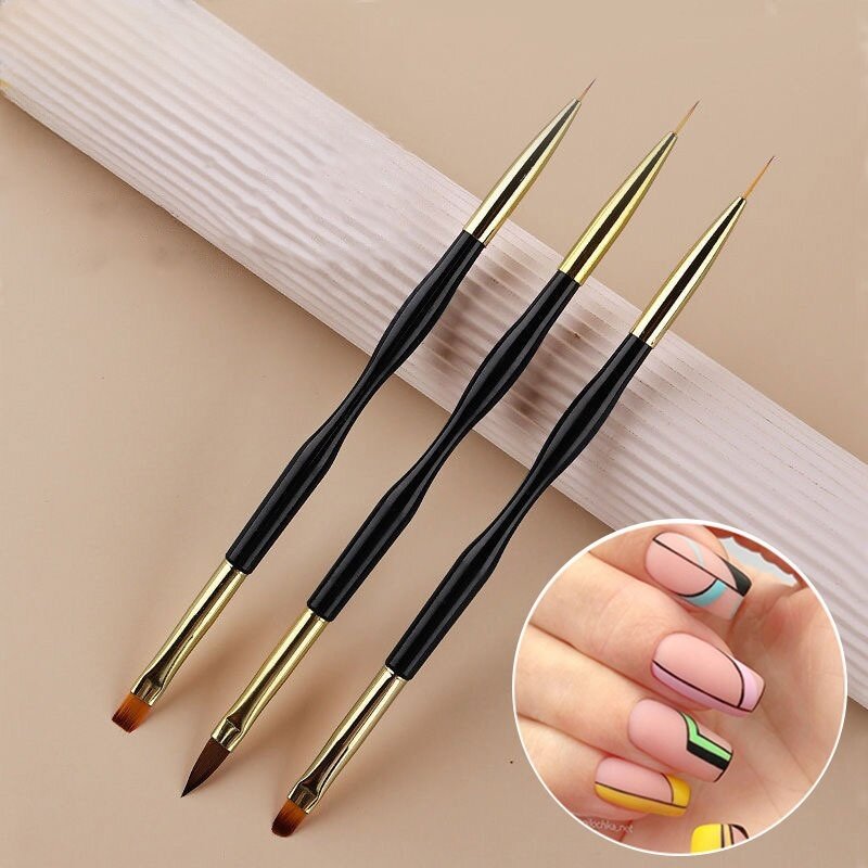 Photography Fine Art - 3 Stück Doppelkopf-Nagelkunst-Malstifte mit extrem feiner