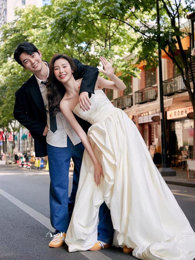Photography Wedding - Modischer Koreanischer Stil Denim Street-Snap Hochzeitskleid