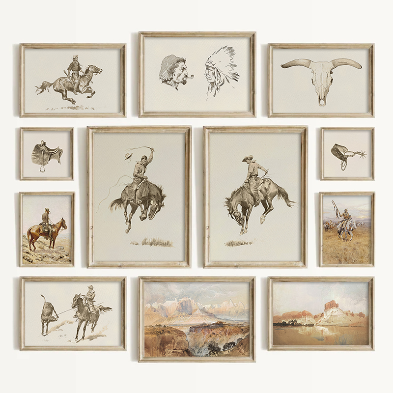 Photography Course - Südwestlicher Cowboy-Wandkunst-Stil Vintage Western-Drucke Wohnzimmer-Dekoration Amerikanisches