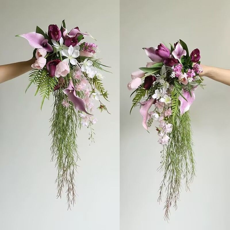 Photography Wedding - Natürlicher Stil | Wasserfall-Blumenstrauß | Brautschleier-Fotografie-Requisiten,