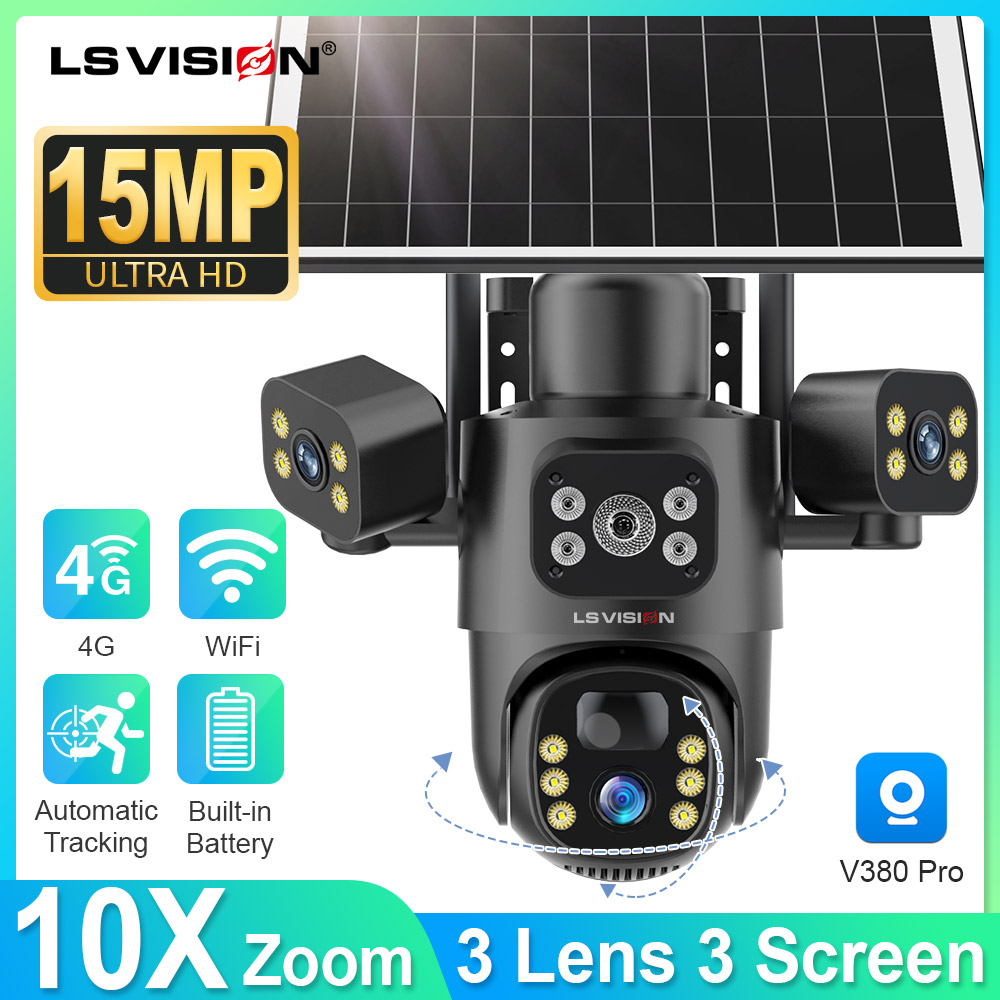 Photography Uk - LS VISION 4G/WiFi Solarkamera 3 Linsen