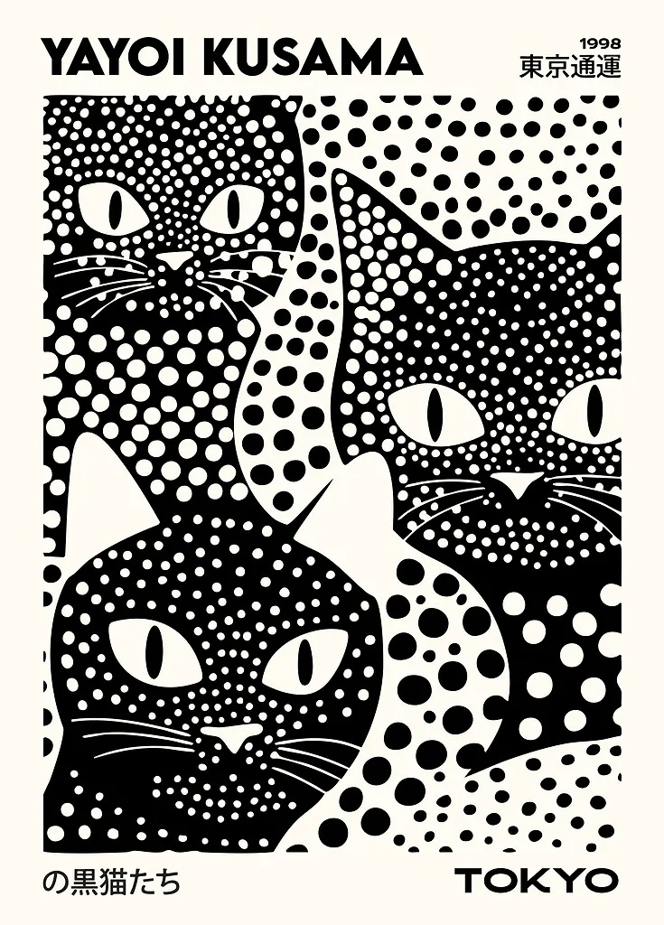 Yayoi Kusama Black Cats Series – Photography Pose Bewertung und Preis